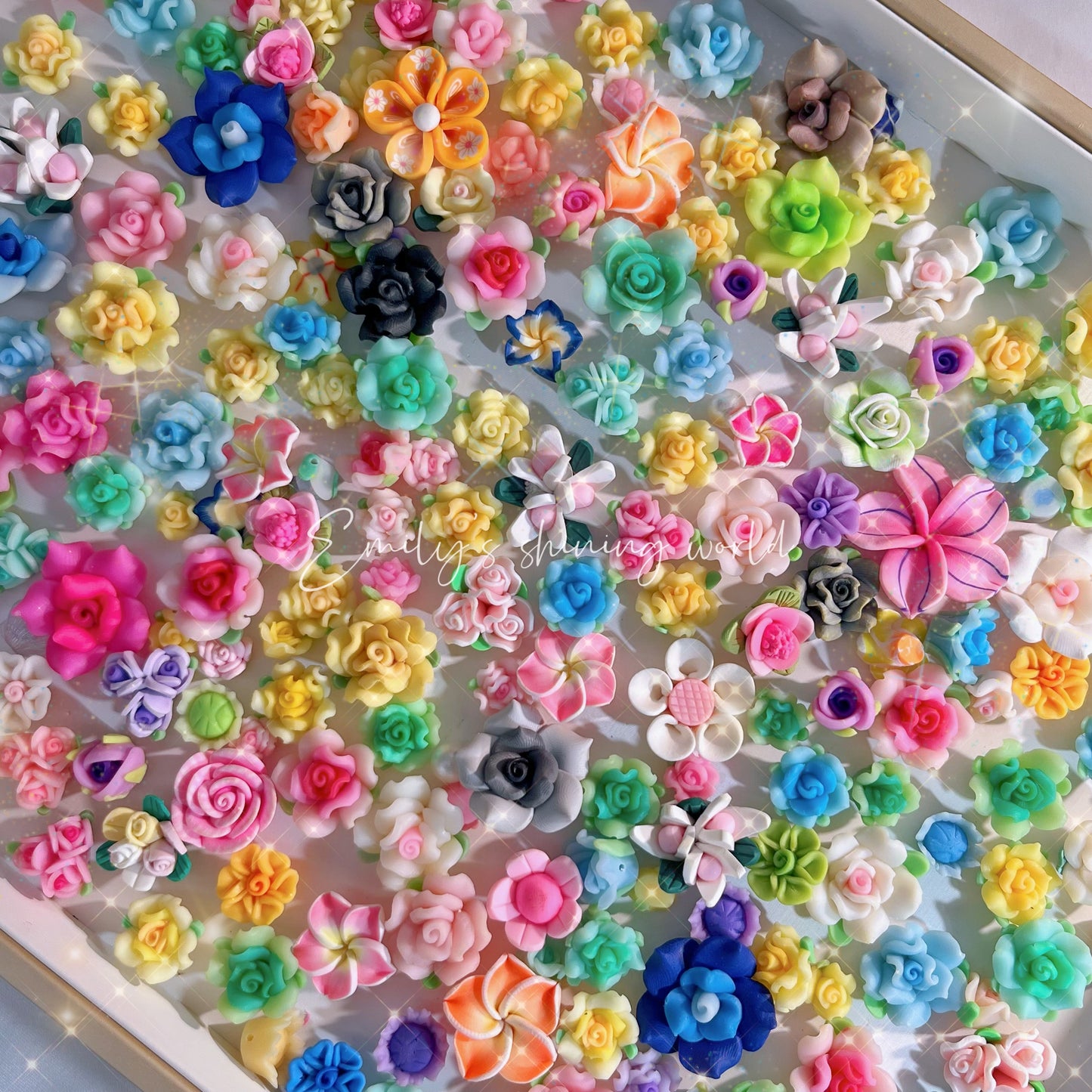 【A567】6.4-Restock!🏵️ 3D High Quilty Clay Diy Flower Multiple Design Mixed (With Holes)