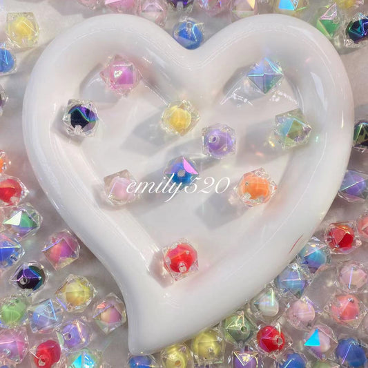 【C258】🟠6.14-Restock💗、Double Layer Iridescent Acrylic Beads for Diy Pen/ Keychain