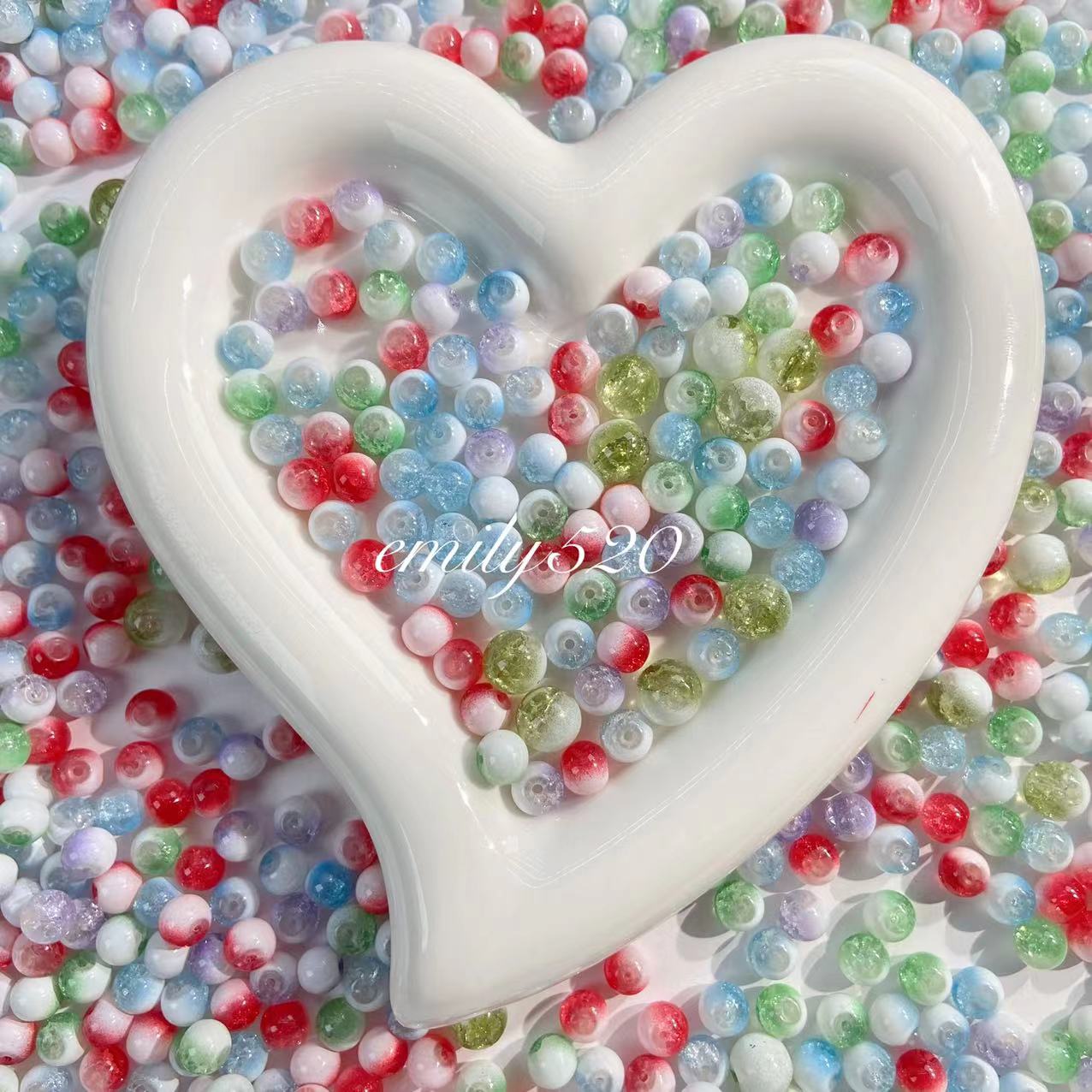 【C223】Glass cream dual color beads