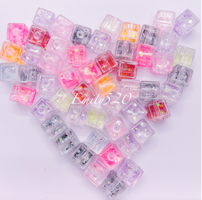 【C268】🌟3.29-Restock🌟Luminous! Water Bead Square Shape for Diy Keychain and Pen