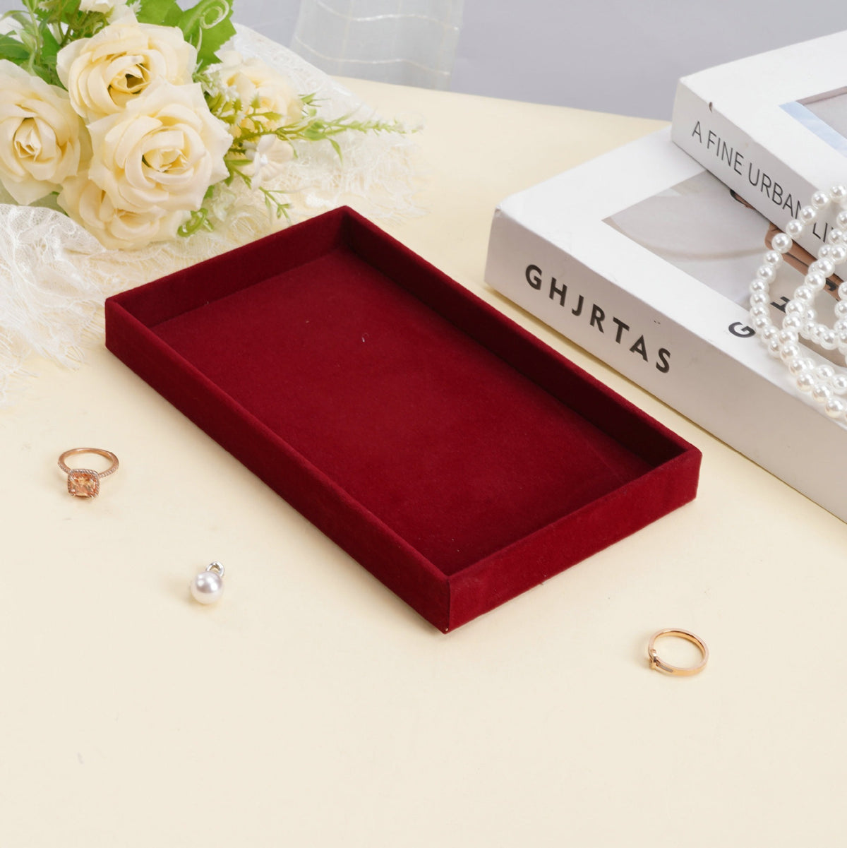 00051# Fleece Jewelry Organizer Tray - Stud Earrings Bracelet Ring