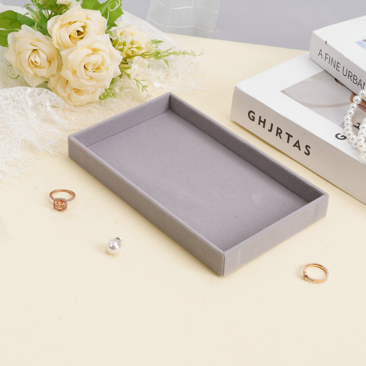 00051# Fleece Jewelry Organizer Tray - Stud Earrings Bracelet Ring