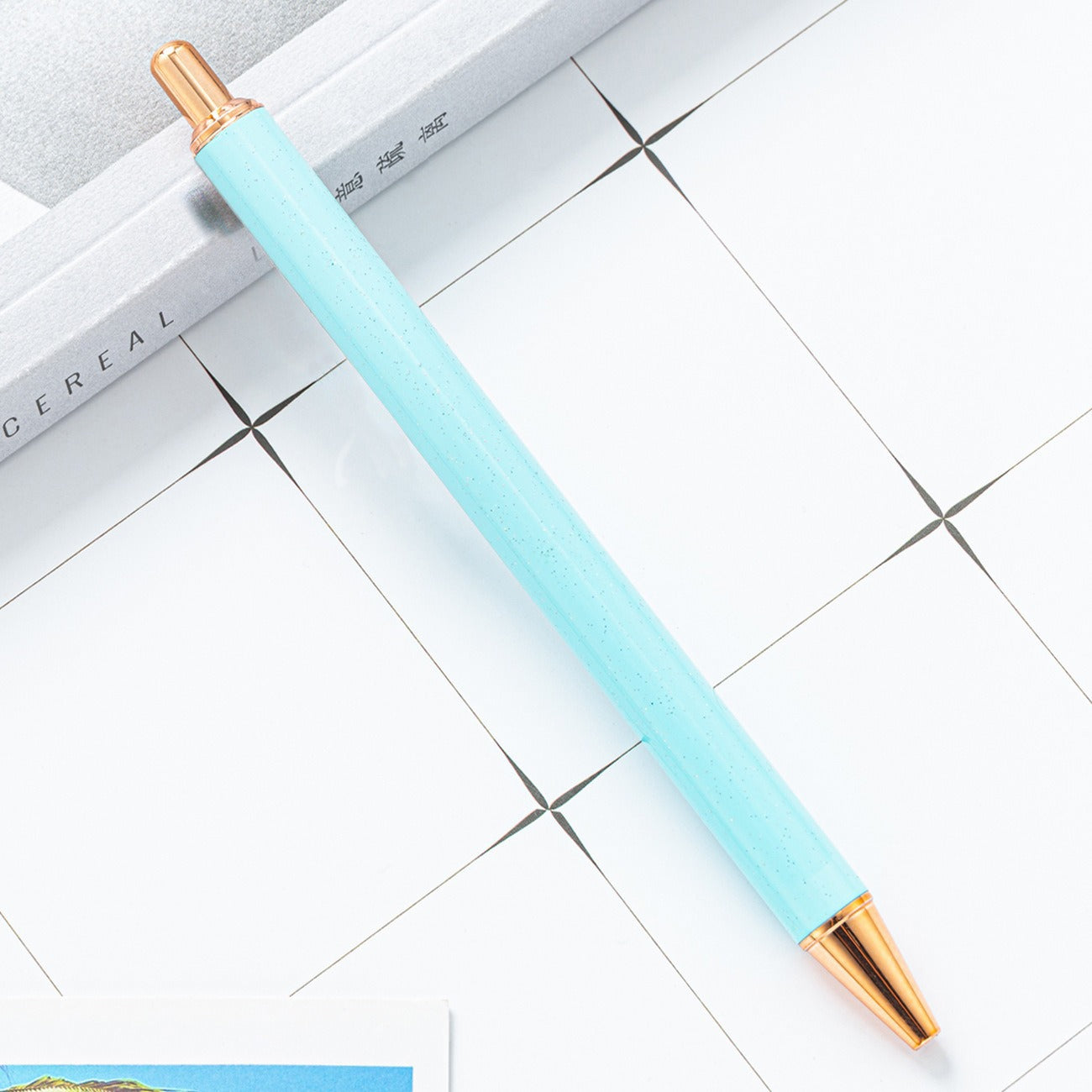 00072# Metal Push Ballpoint Pen New Creative Glitter Student Metal Stationery Pen