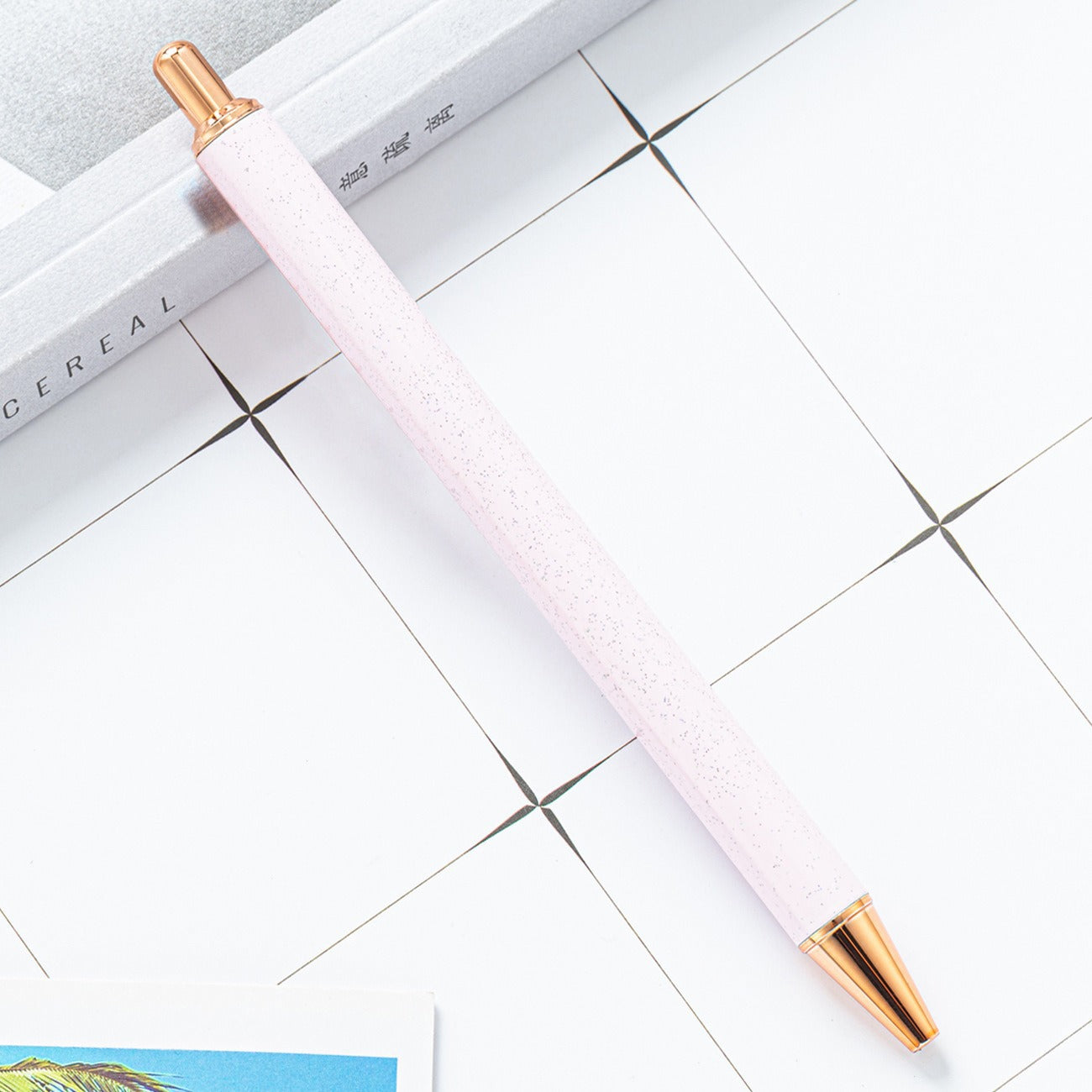 00072# Metal Push Ballpoint Pen New Creative Glitter Student Metal Stationery Pen
