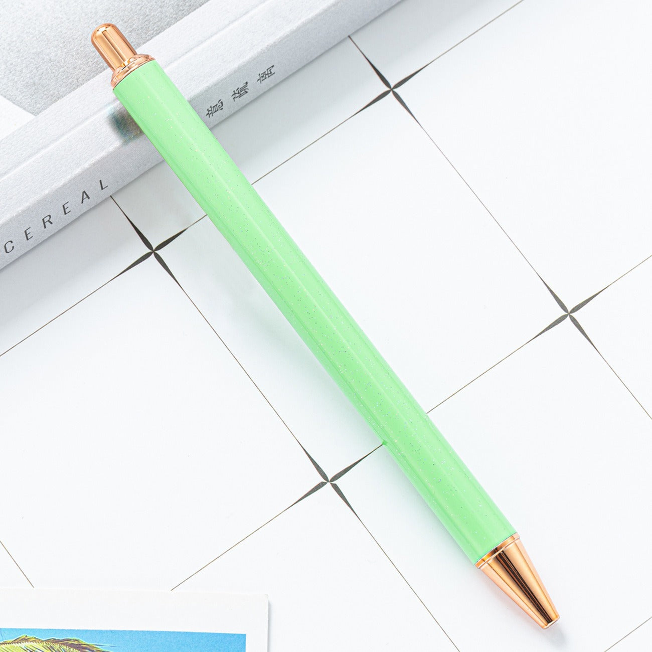 00072# Metal Push Ballpoint Pen New Creative Glitter Student Metal Stationery Pen