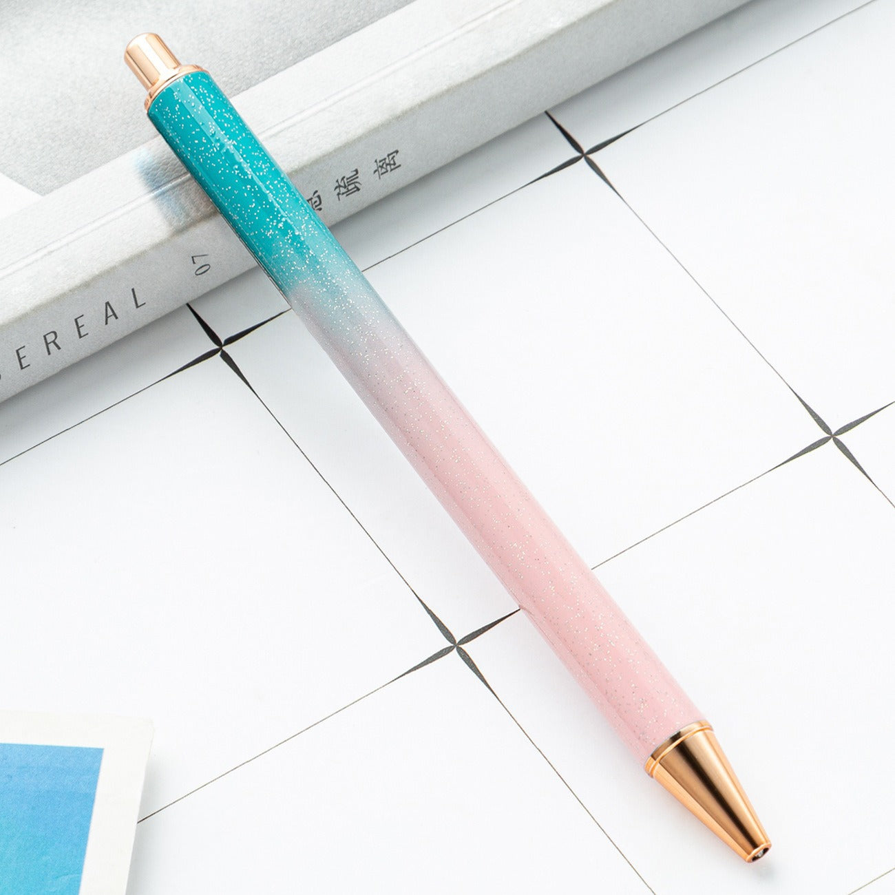 00072# Metal Push Ballpoint Pen New Creative Glitter Student Metal Stationery Pen