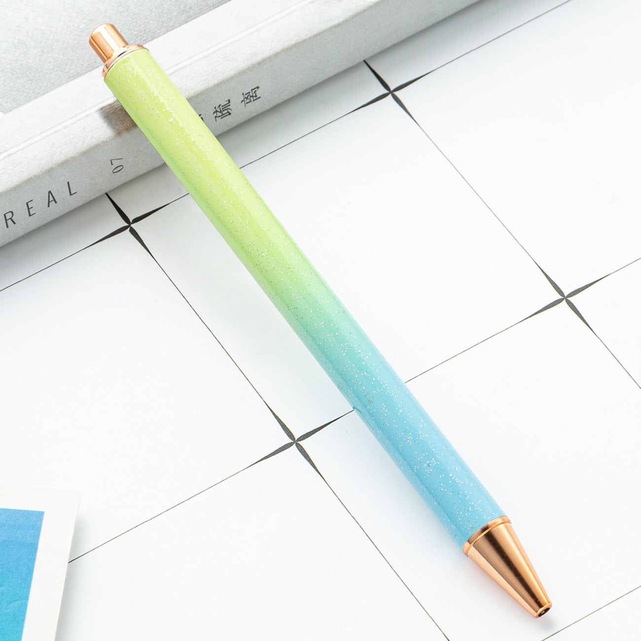00072# Metal Push Ballpoint Pen New Creative Glitter Student Metal Stationery Pen