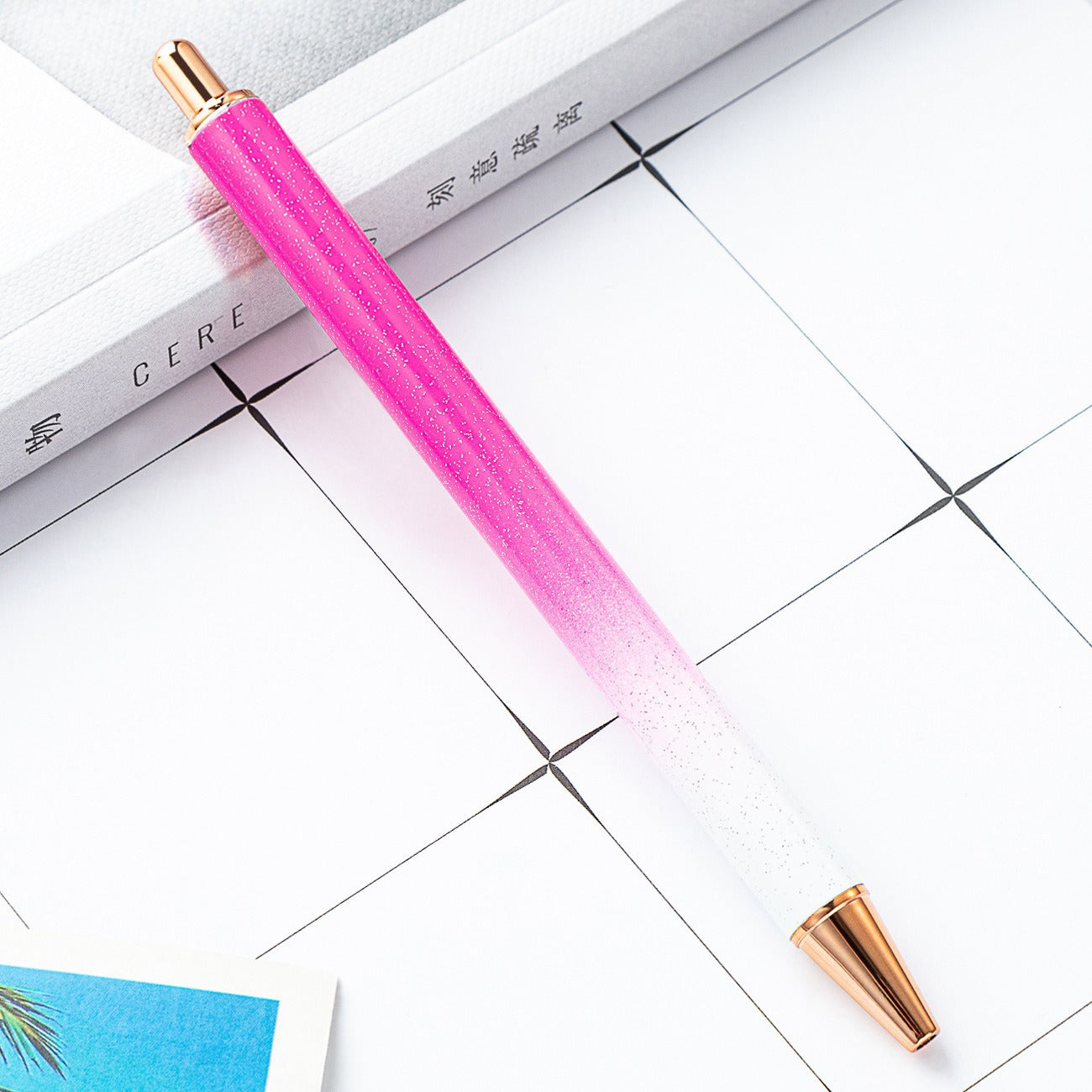 00072# Metal Push Ballpoint Pen New Creative Glitter Student Metal Stationery Pen