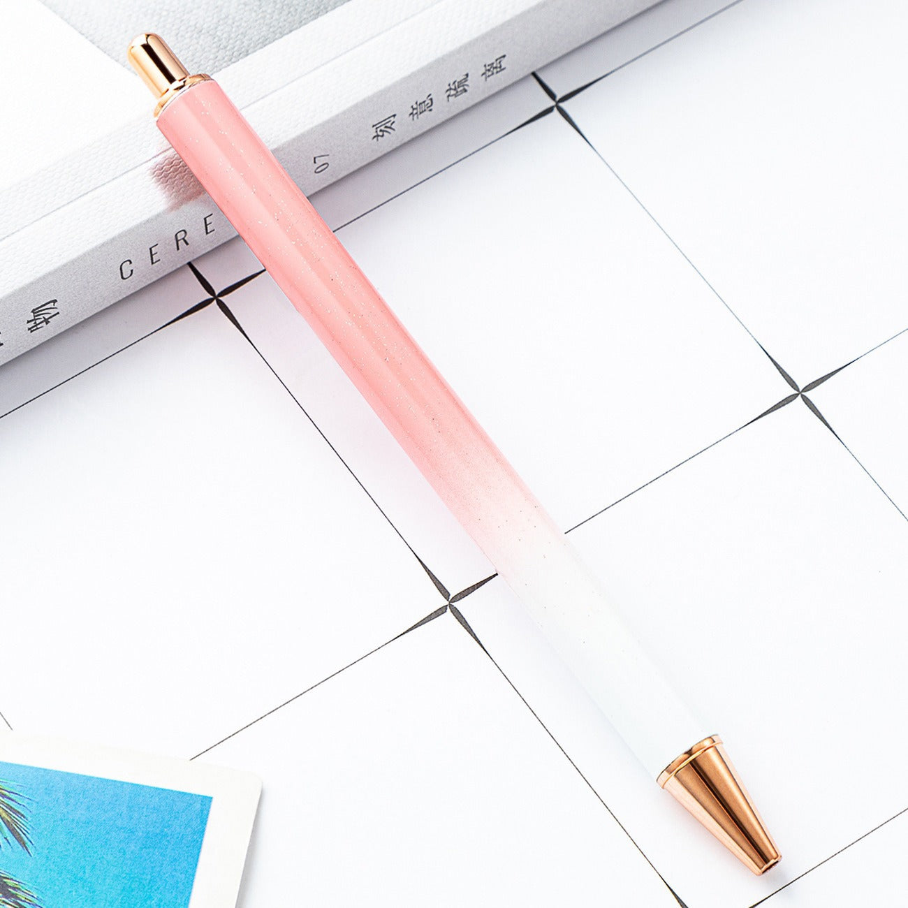 00072# Metal Push Ballpoint Pen New Creative Glitter Student Metal Stationery Pen