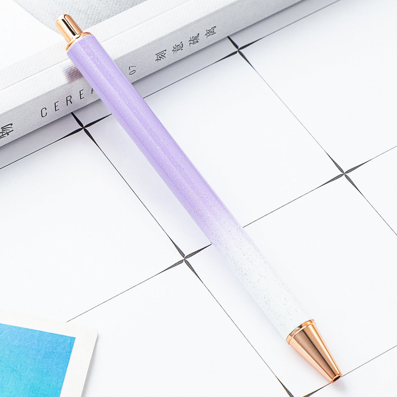 00072# Metal Push Ballpoint Pen New Creative Glitter Student Metal Stationery Pen
