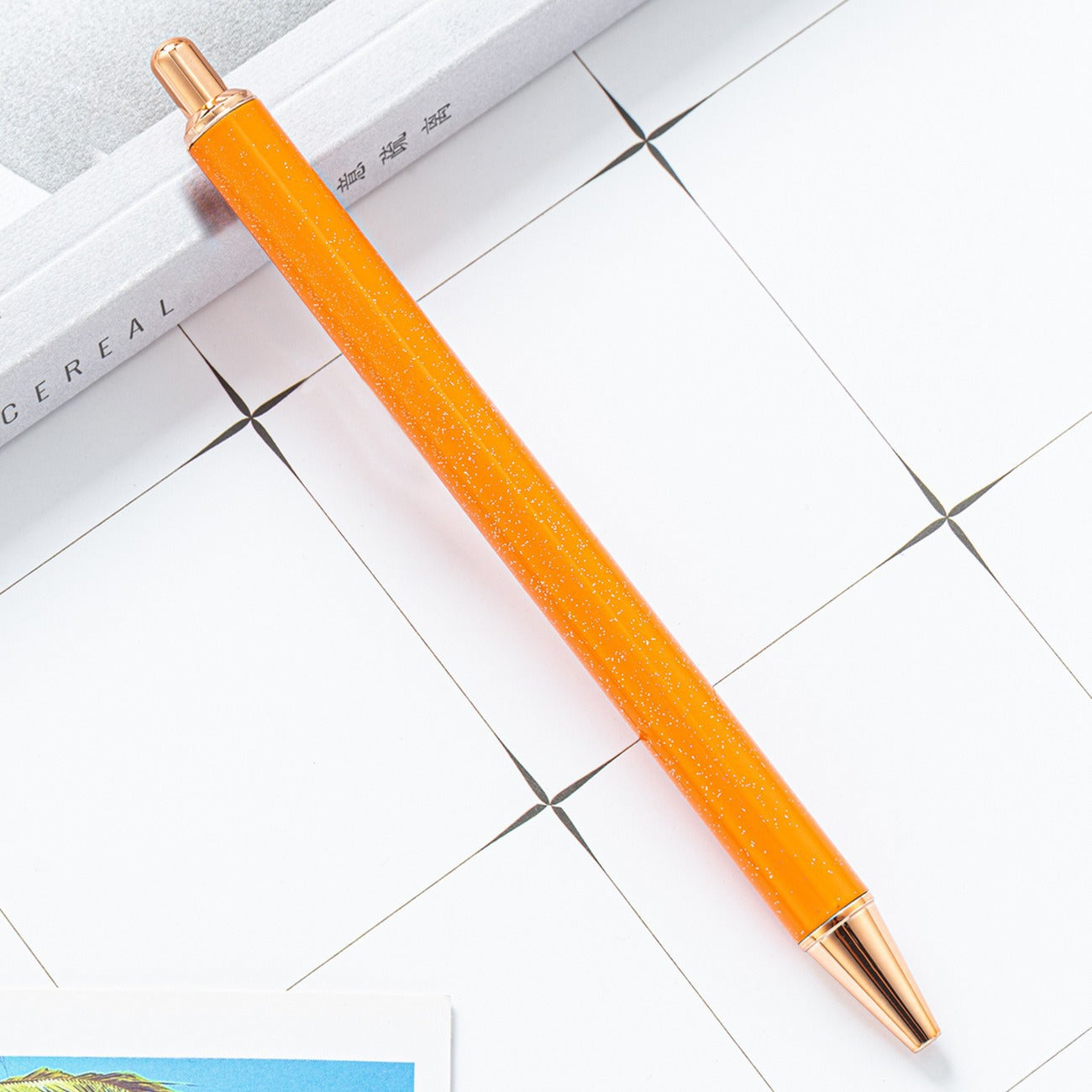 00072# Metal Push Ballpoint Pen New Creative Glitter Student Metal Stationery Pen