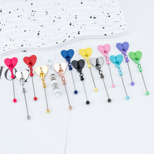 00071# DIY Beaded Heart Sticker Hook Tabletop Cup Sticker Hook Pendant Perforation Free Metal Heart Sticker Hook