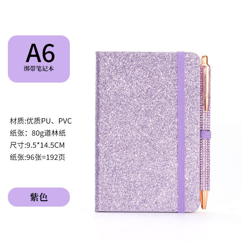 01096# A6- Glitter Strap Handbook Creative sequin notepad