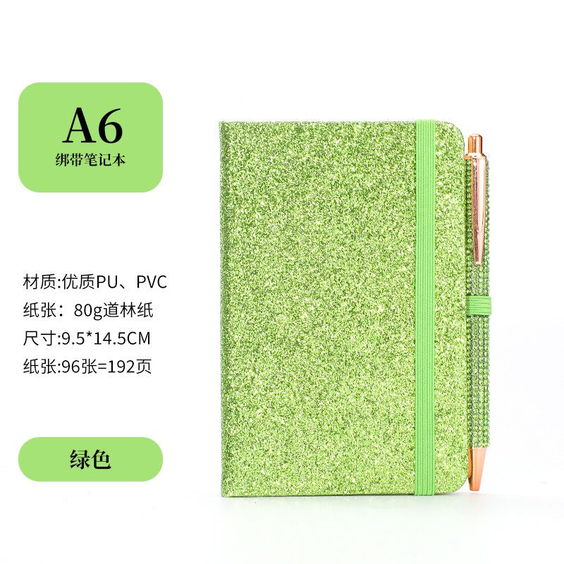 01096# A6- Glitter Strap Handbook Creative sequin notepad