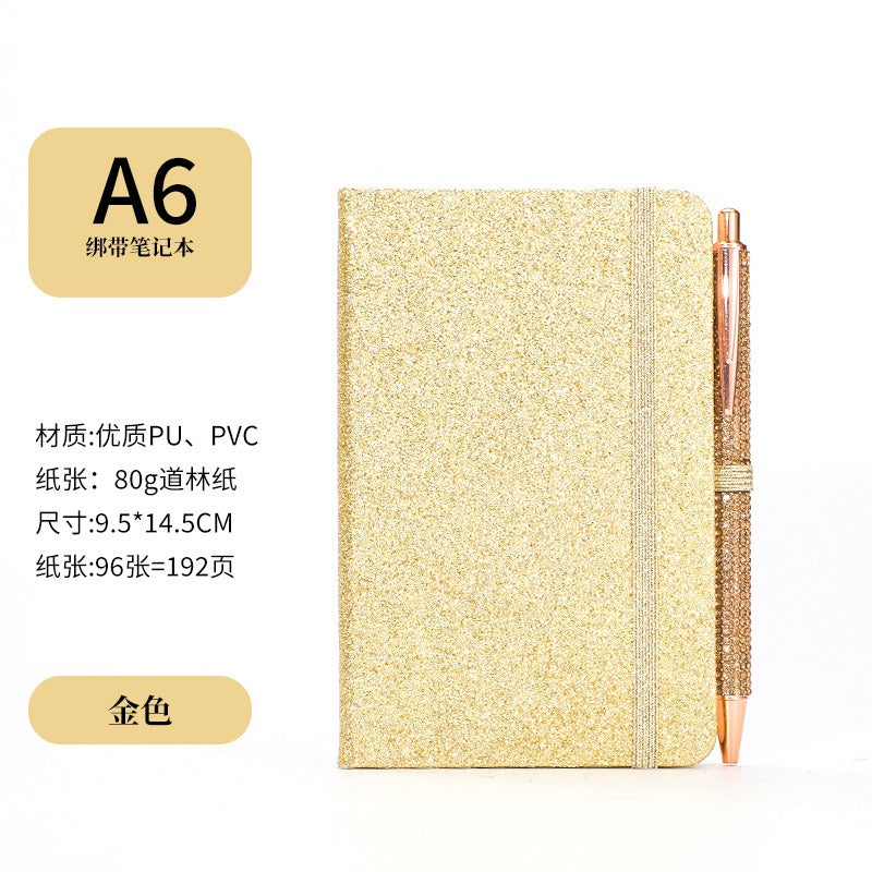 01096# A6- Glitter Strap Handbook Creative sequin notepad
