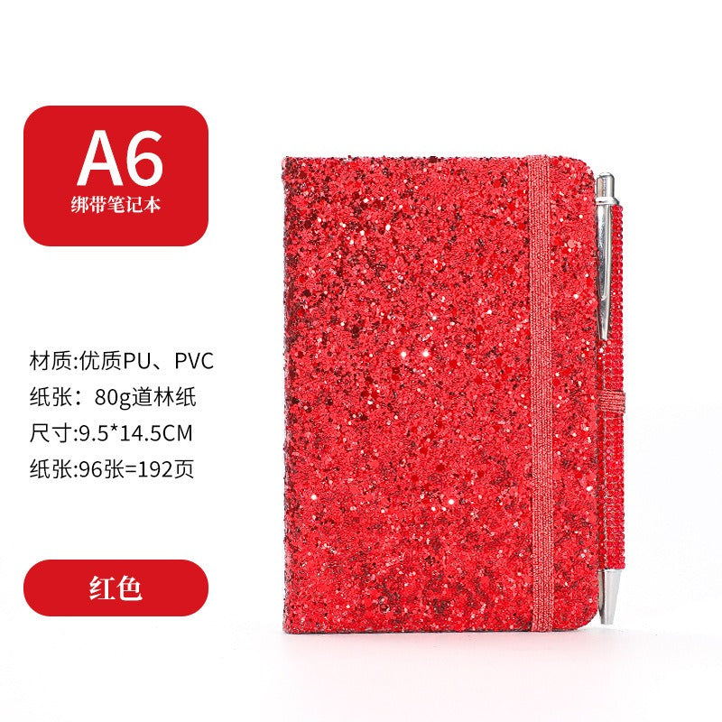 01096# A6- Glitter Strap Handbook Creative sequin notepad