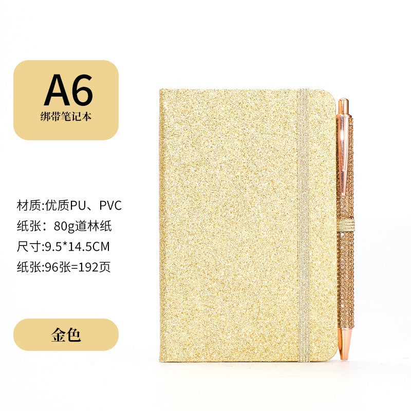 01096# A6- Glitter Strap Handbook Creative sequin notepad
