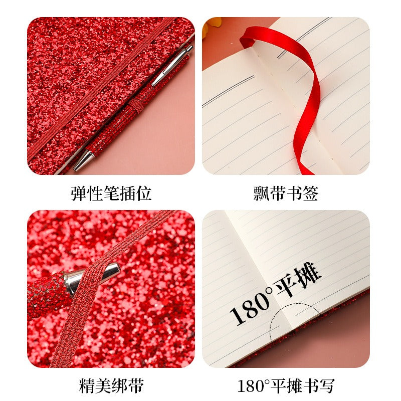 01096# A6- Glitter Strap Handbook Creative sequin notepad