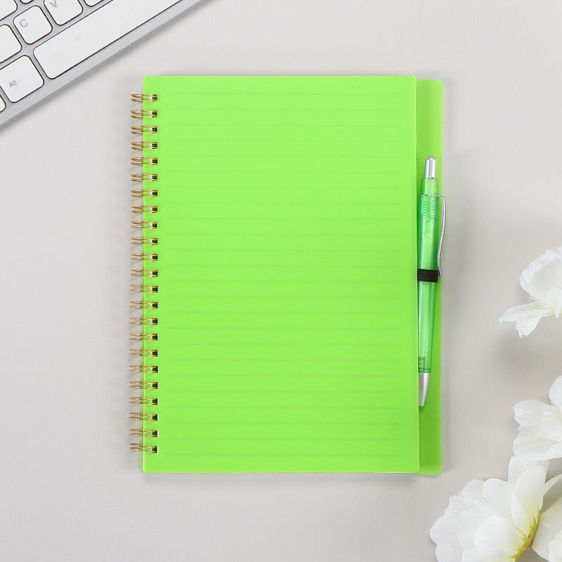 01097# 现货线圈本A5带笔彩色活页学生记事本简约办公线圈笔记本批发