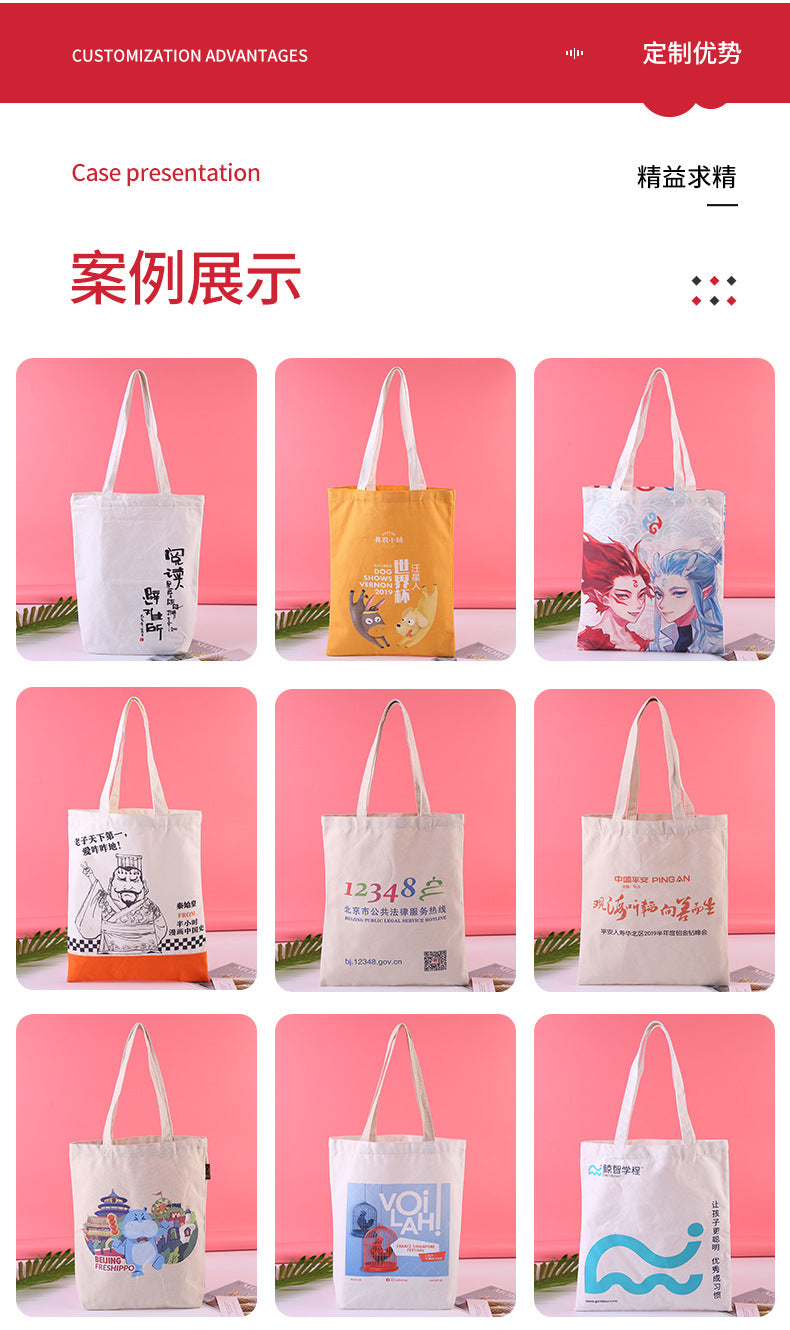 Thick black and white canvas bag with multiple sizes and shapes