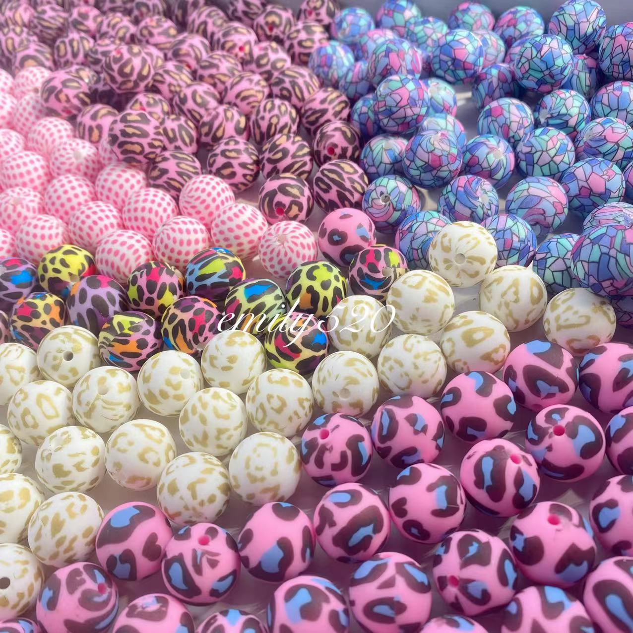 【C192】15 MM Silica gel Leopard mix for DIY