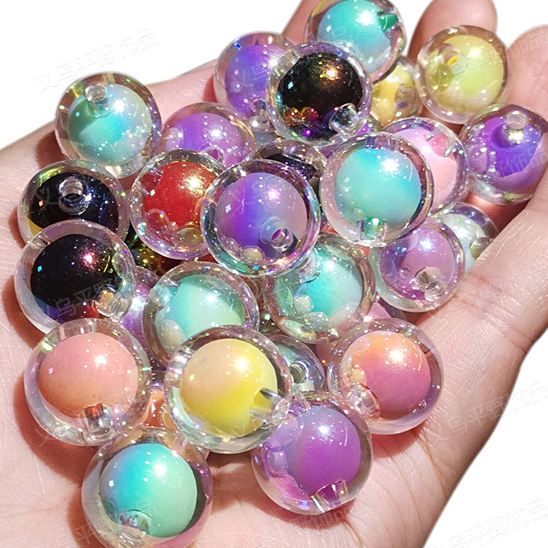 【C258】🟠6.14-Restock💗、Double Layer Iridescent Acrylic Beads for Diy Pen/ Keychain