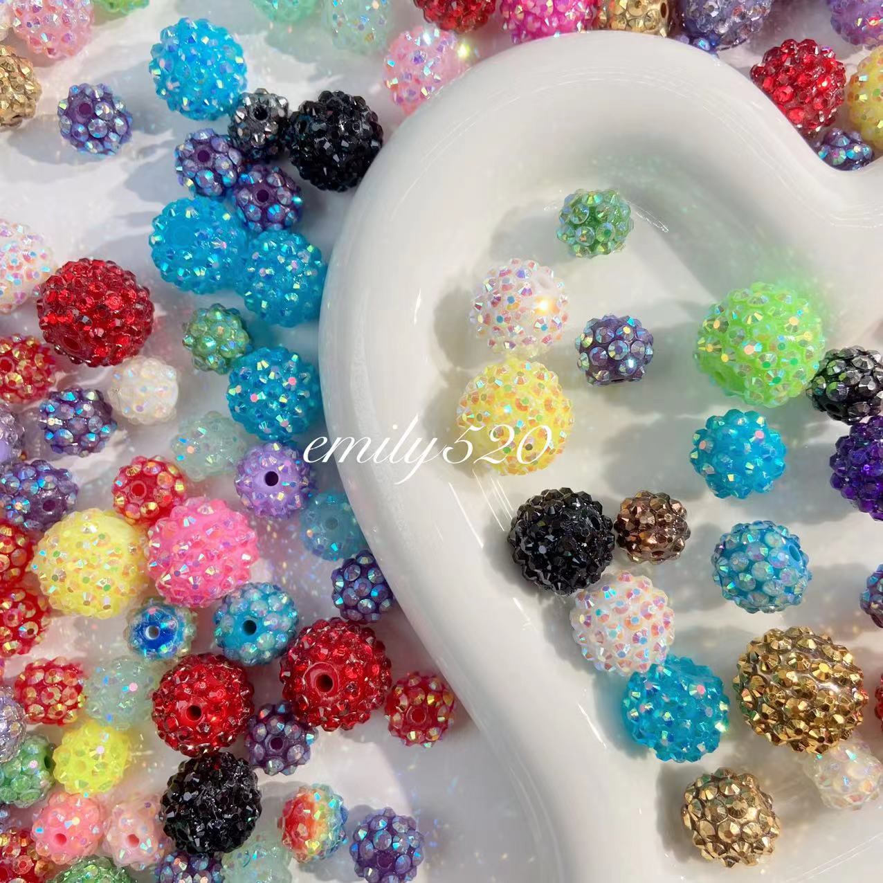 【C218】🏵️10-12-14-16-18 MM Rhinestone Beads Mix