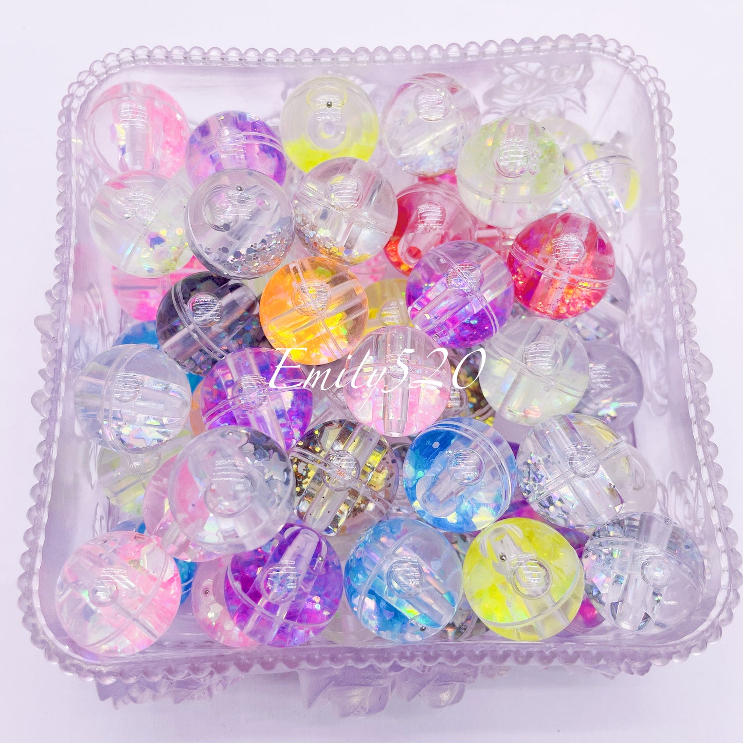 【C318】⏳ Acrylic Water Glitter 18 MM Beads