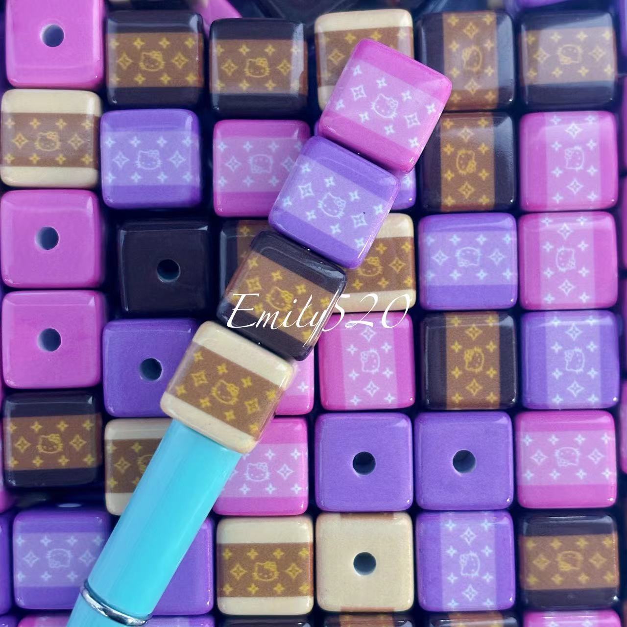 【C364】🌟 Luxury Square LV Acrylic Beads 16MM