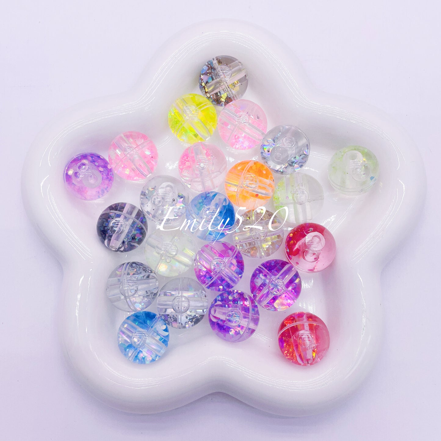 【C318】⏳ Acrylic Water Glitter 18 MM Beads