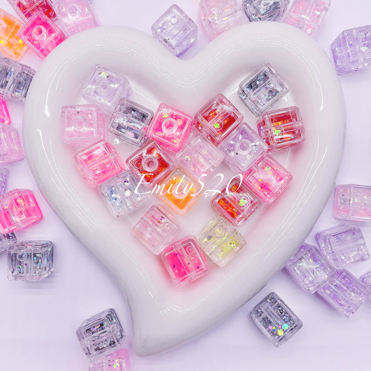 【C268】🌟3.29-Restock🌟Luminous! Water Bead Square Shape for Diy Keychain and Pen