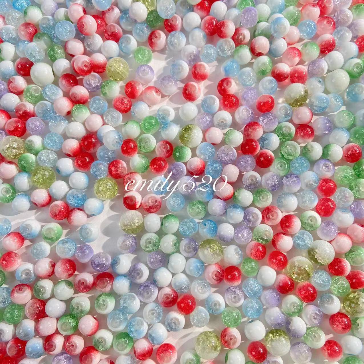 【C223】Glass cream dual color beads