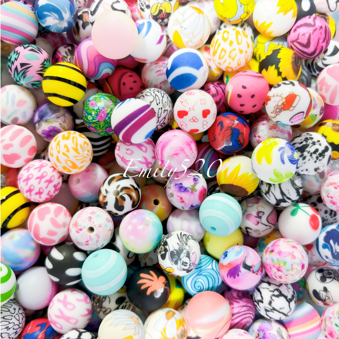 【A115】New🔥All The Silicone 15 MM Beads Mix