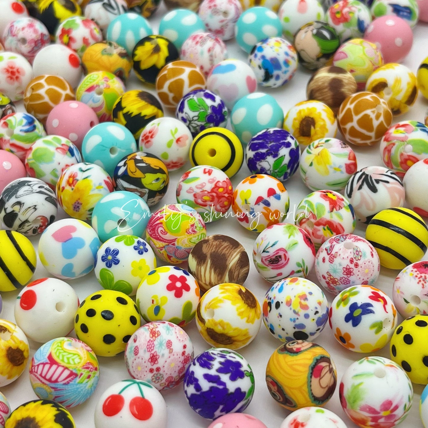 【U007】1.15-New！🌻 15 MM Silicone Spring /Leopard/Heart Beads Mix