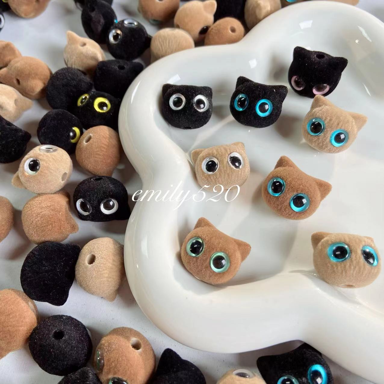 【C250】😺Velvet Cat Beads 19*16 MM