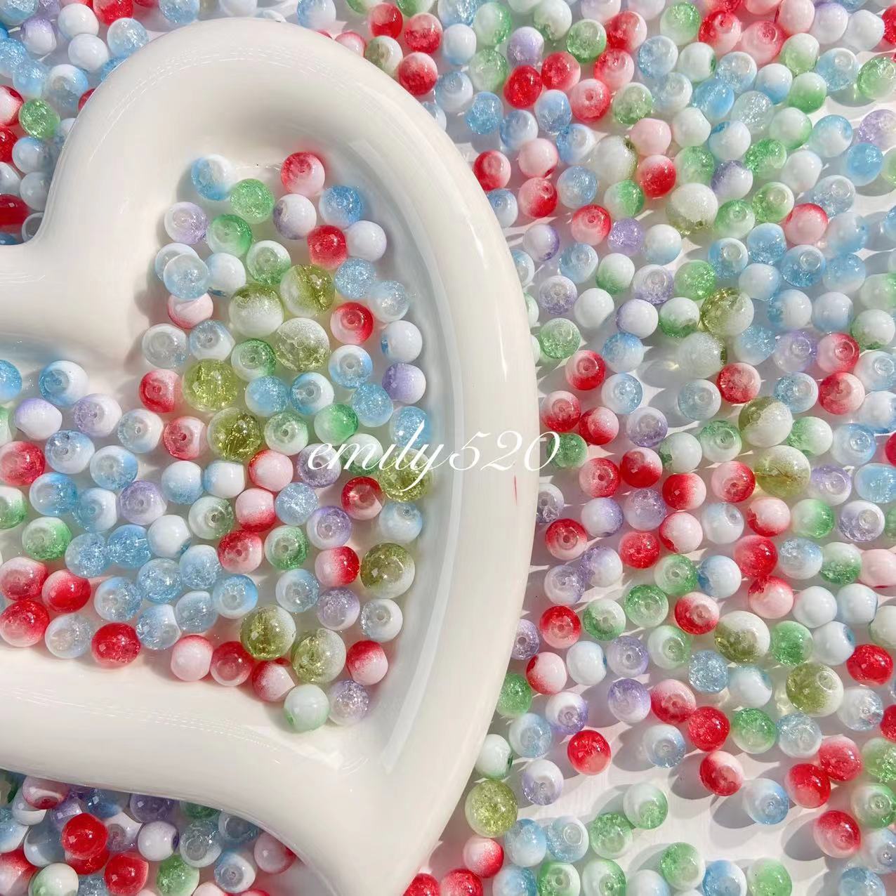 【C223】Glass cream dual color beads