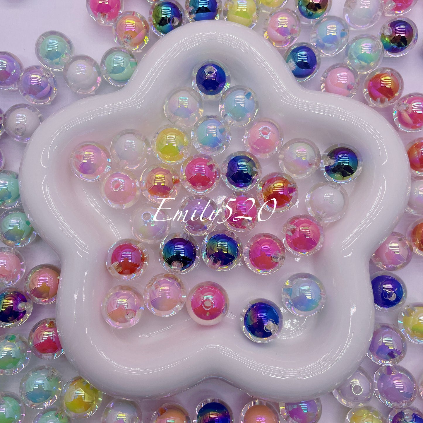 【C258】🟠6.14-Restock💗、Double Layer Iridescent Acrylic Beads for Diy Pen/ Keychain