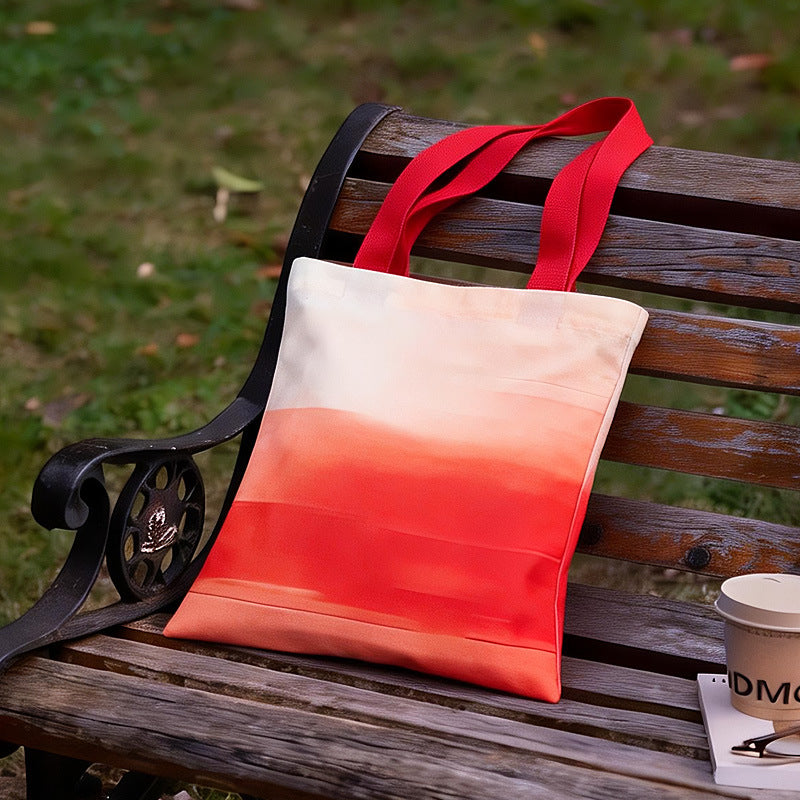 Gradient color multi size canvas bag
