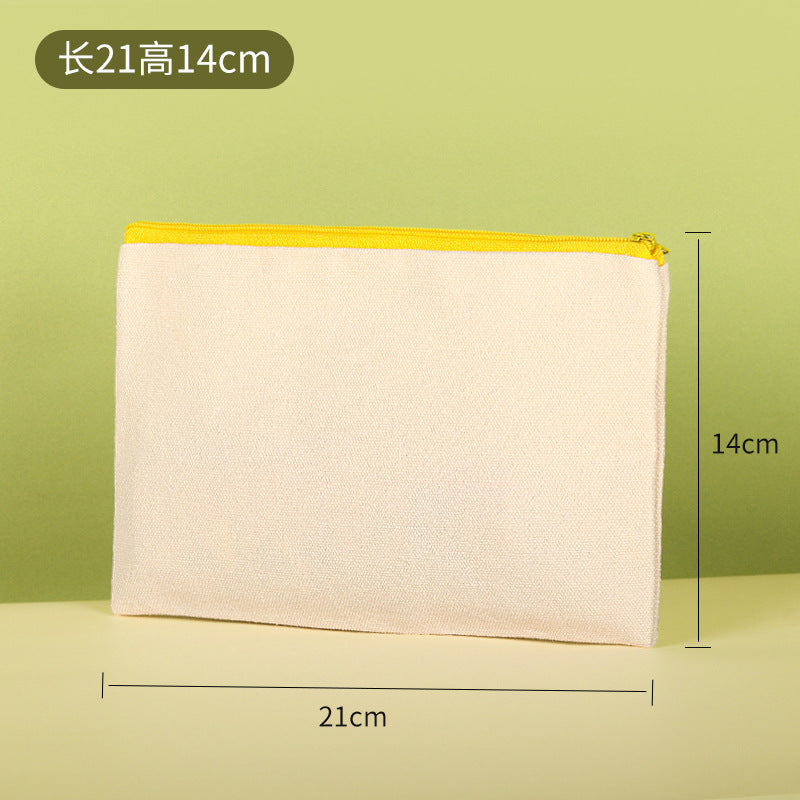 Blank hand-drawn DIY zipper canvas pencil bag student stationery bag pencil storage bag