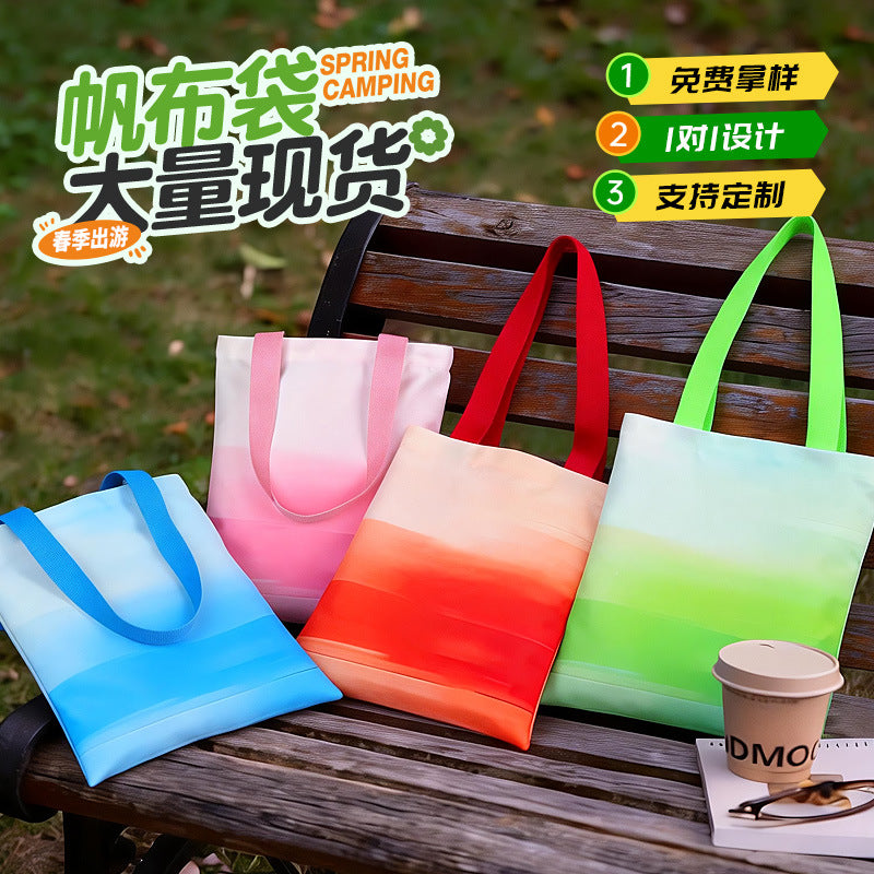 Gradient color multi size canvas bag