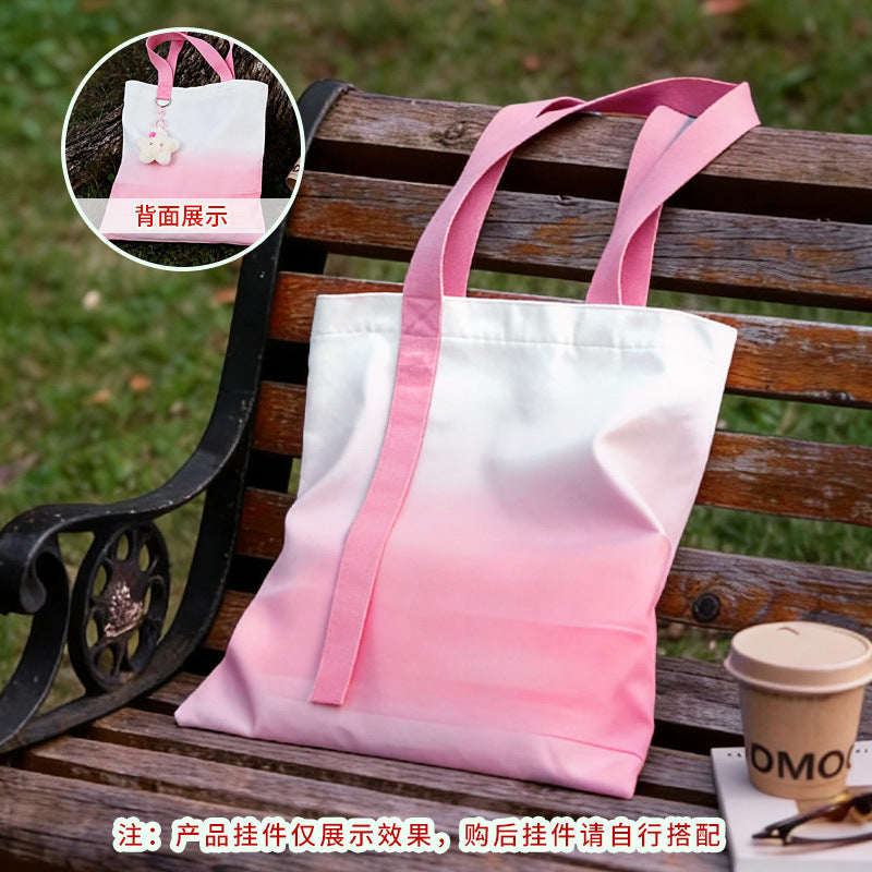 Gradient color multi size canvas bag