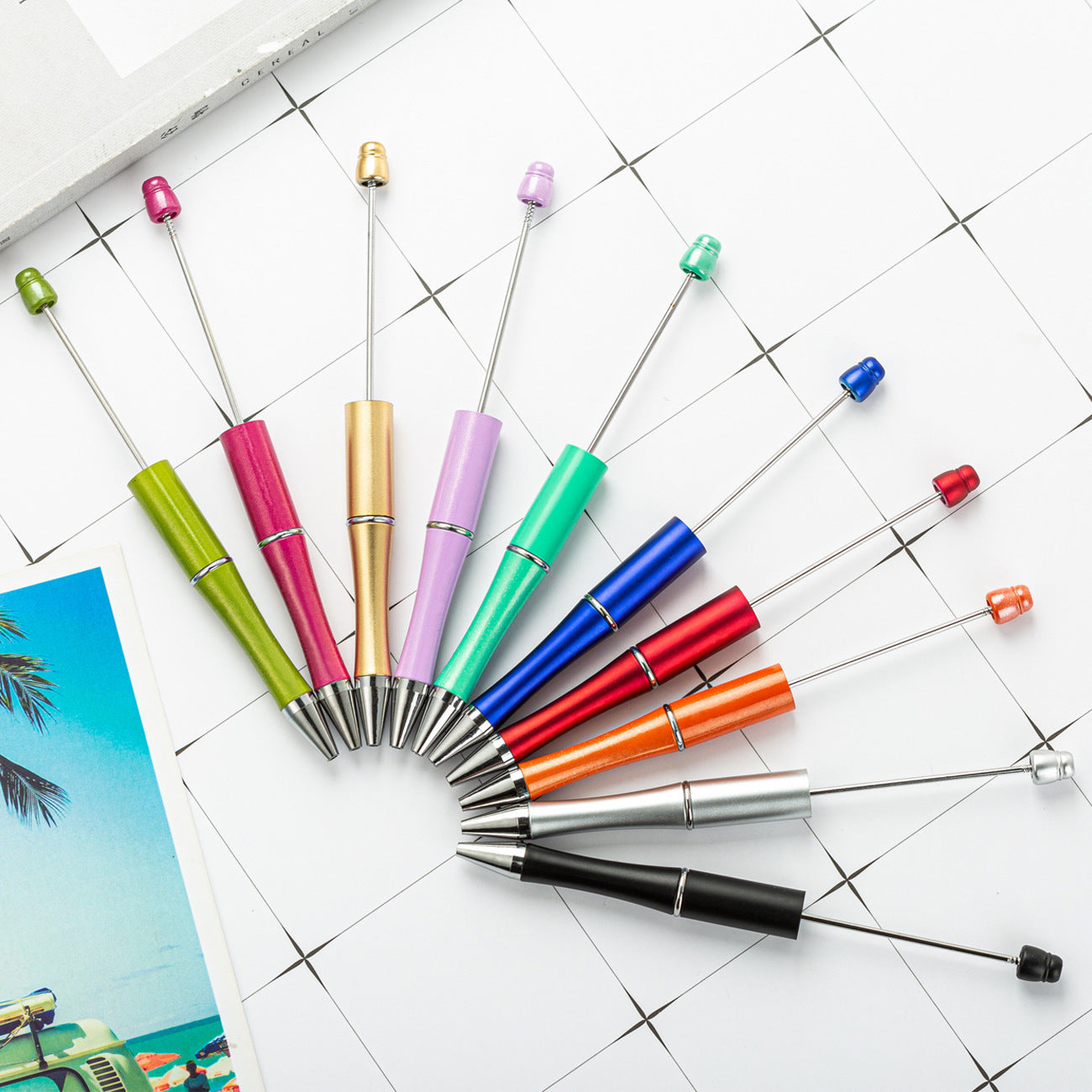 DIY bead pen factory direct sales student creative DIY handmade bead pen multi-color plastic ballpoint pen spot wholesale