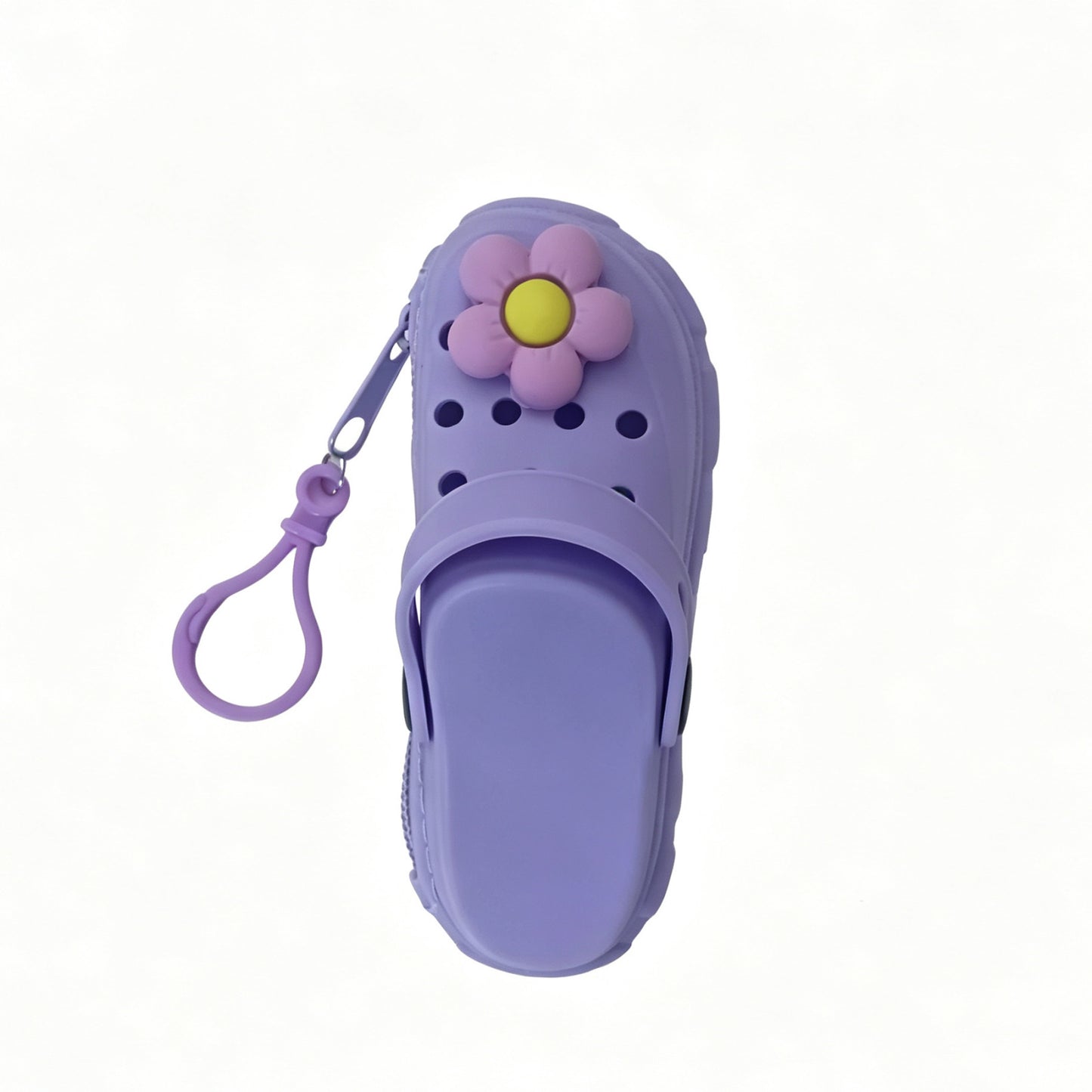 New hole cute little slippers silicone keychain children's change bag student schoolbag pendant storage bag