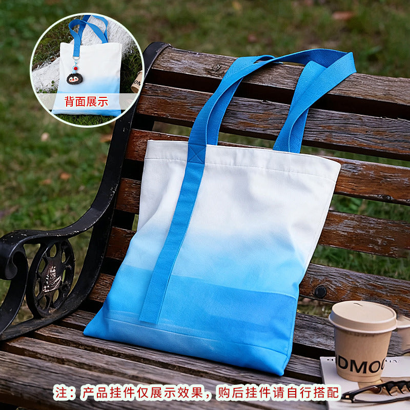Gradient color multi size canvas bag