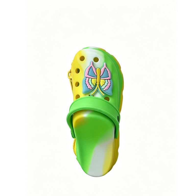 New hole cute little slippers silicone keychain children's change bag student schoolbag pendant storage bag