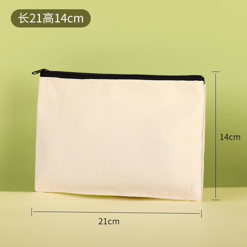 Blank hand-drawn DIY zipper canvas pencil bag student stationery bag pencil storage bag