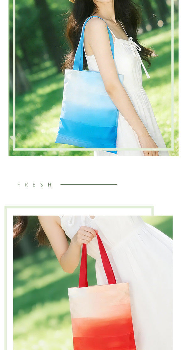 Gradient color multi size canvas bag