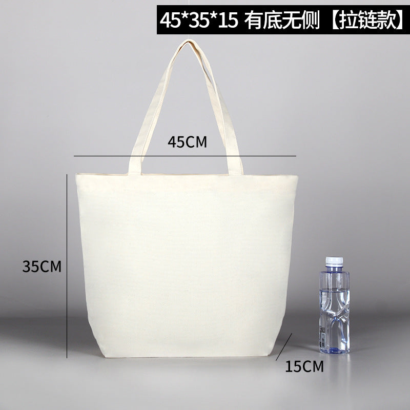 Thick black and white canvas bag with multiple sizes and shapes