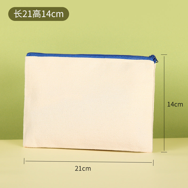 Blank hand-drawn DIY zipper canvas pencil bag student stationery bag pencil storage bag