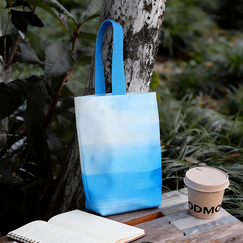 Gradient color multi size canvas bag